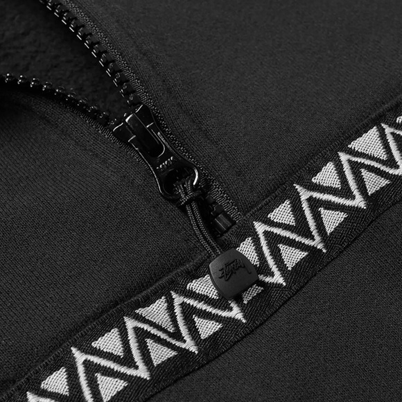 STUSSY WOVEN TAPE MOCK NECK 1/4 ZIP-UP (BLACK) - Picture 9 of 10